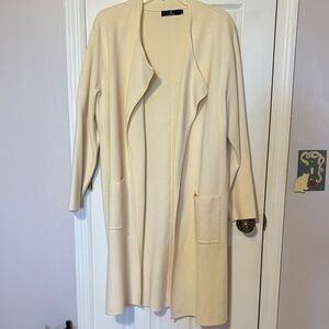 Lightweight Cream Open-Front Longline Cardigan